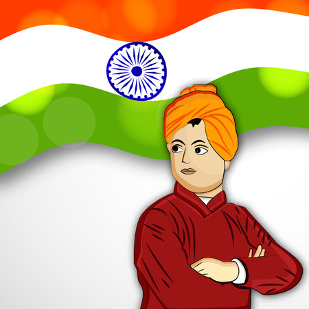 Illustration of Swami Vivekanada for Vivekanada Jayantiのイラスト素材
