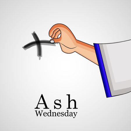 Illustration of ashes cross on a white background for Ash Wednesdayのイラスト素材