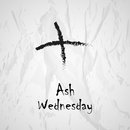 Illustration of ashes cross on a white background for Ash Wednesdayのイラスト素材