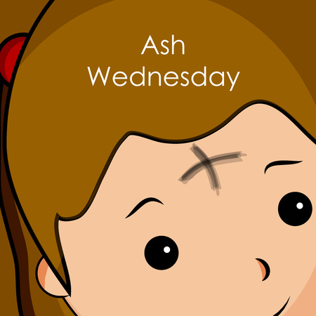 Illustration of ashes cross on a white background for Ash Wednesdayのイラスト素材