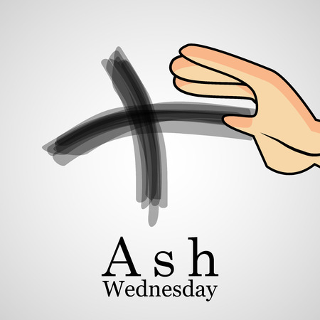 Illustration of ashes cross on a white background for Ash Wednesdayのイラスト素材