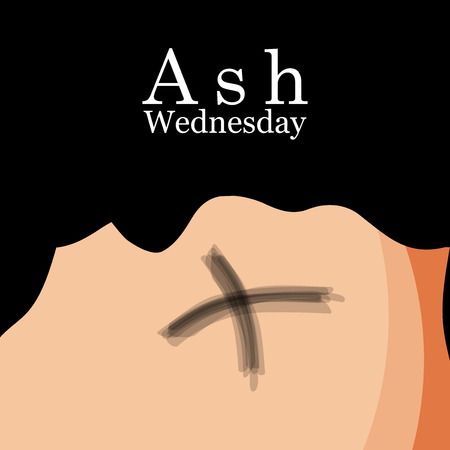 Illustration of ashes cross on a white background for Ash Wednesdayのイラスト素材