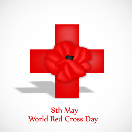 Cross made with Poppy Flower for World Red Cross Dayのイラスト素材