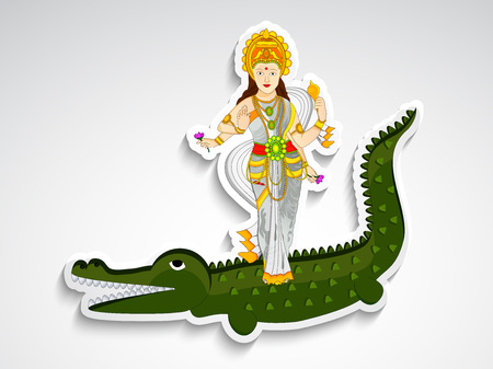 Illustration of Ganga Dussehra, which is celebrated in the month of June, called as Jyeshtha as per the Hindu calendar, background.のイラスト素材
