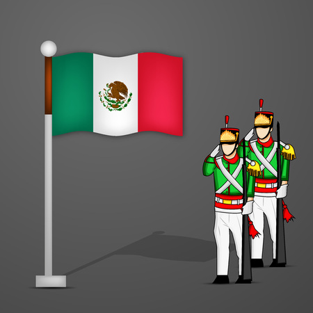 illustration of elements of Mexico Independence Day textのイラスト素材