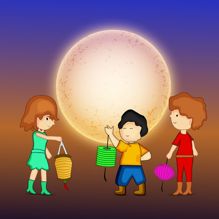 illustration of elements of Mid Autumn Festival backgroundのイラスト素材