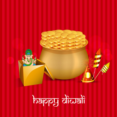 illustration of elements of hindu festival Diwali backgroundのイラスト素材