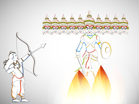 illustration of elements of hindu festival Dussehra backgroundのイラスト素材