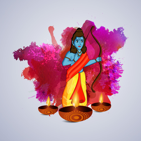 illustration of elements of hindu festival Dussehra backgroundのイラスト素材