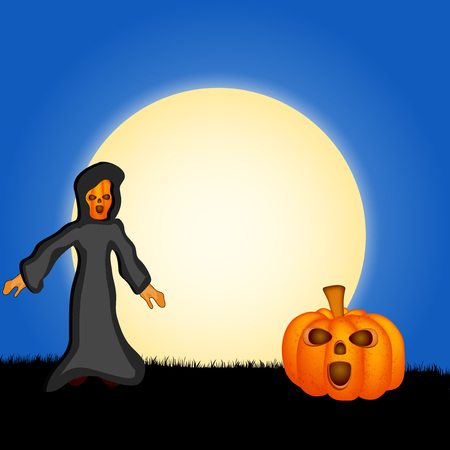 illustration of elements of Halloween backgroundのイラスト素材