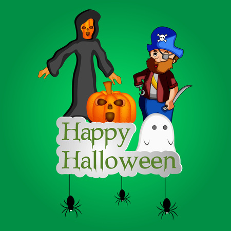 illustration of elements of Halloween backgroundのイラスト素材