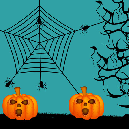 illustration of elements of Halloween backgroundのイラスト素材