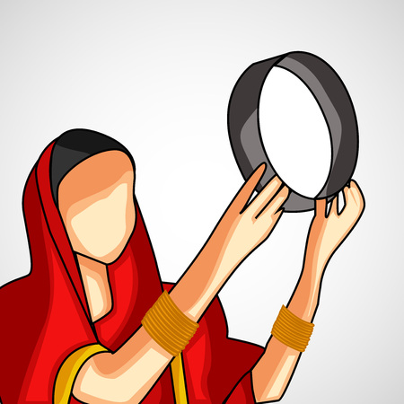 illustration of elements of Hindu Festival Karwa Chauth backgroundのイラスト素材