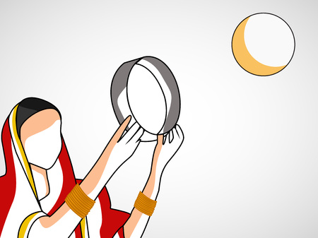 illustration of elements of Hindu Festival Karwa Chauth backgroundのイラスト素材