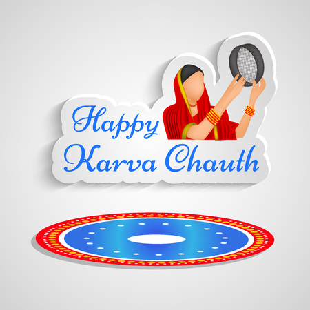 illustration of elements of Hindu Festival Karwa Chauth backgroundのイラスト素材