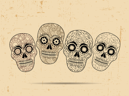 illustration of elements of Dia De los Muertos backgroundのイラスト素材
