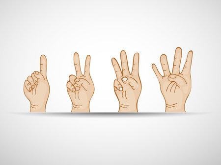 Illustration of set of hands counting numbersのイラスト素材