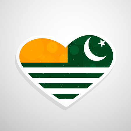 illustration of heart with Azad Jammu & Kashmir Flagのイラスト素材