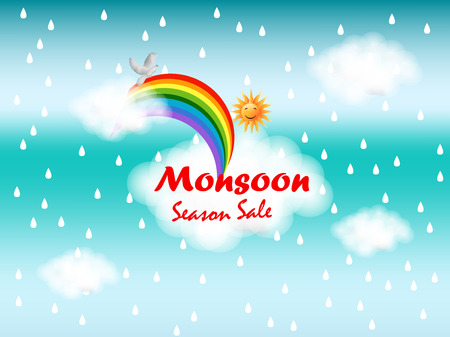 Monsoon season backgroundのイラスト素材
