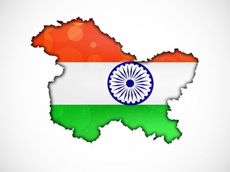 illustration of Jammu & Kashmir map with Indian flagのイラスト素材