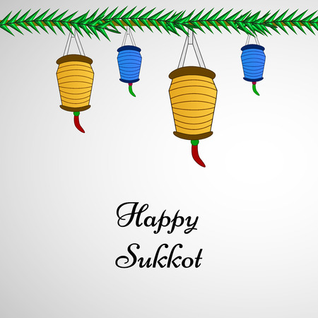 illustration of elements of Festival Sukkot Background. Sukkot is a Jewish festival of giving thanks for the fall harvestのイラスト素材