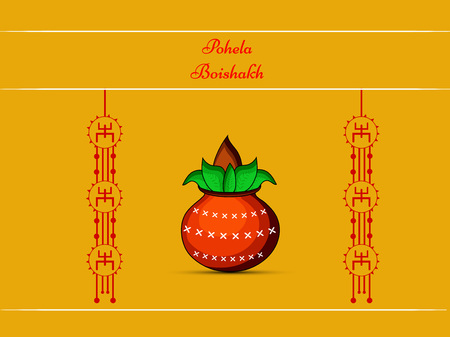 Illustration of background for Indian festival State west bengal, Bengali new yearのイラスト素材