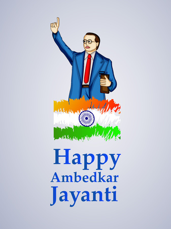 Illustration of Dr. B. R. Ambedkar with Indian Flag for Ambedkar Jayantiのイラスト素材