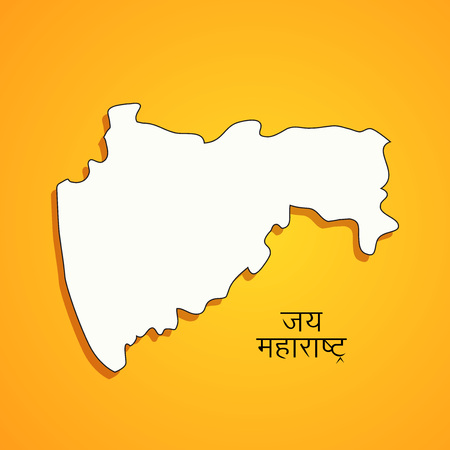 Illustration of  Indian State Maharashtra map with Hindi text Jai Maharashtra meaning long live Maharashtraのイラスト素材
