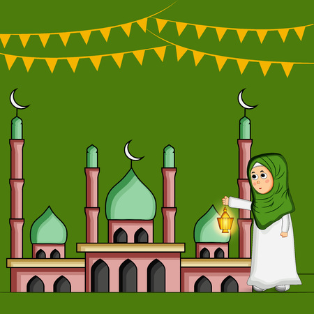 Illustration of Muslim festival Eid/Ramadan backgroundのイラスト素材