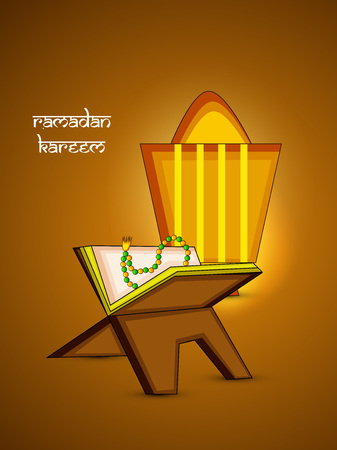 Illustration of Muslim festival, Ramadan with koran book design.のイラスト素材