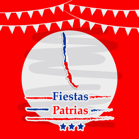 illustration of elements of Chile's National Independence Day Fiestas Patrias backgroundのイラスト素材