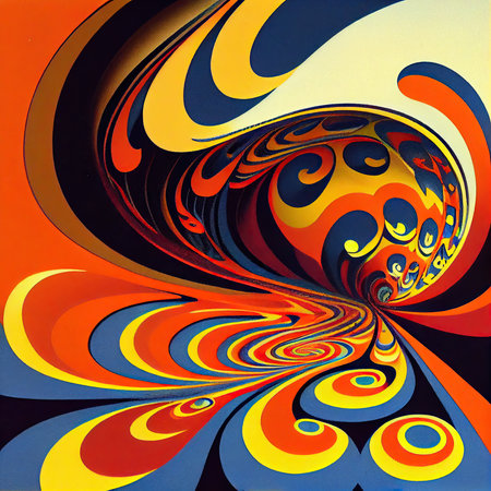abstract background with a psychedelic pattern in the form of spiralsの素材