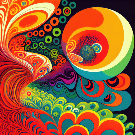 abstract colorful background with a pattern in the form of spiralsの素材