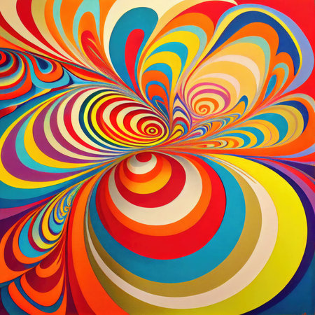 Colorful abstract swirl background. Psychedelic colorful vector illustration.の素材