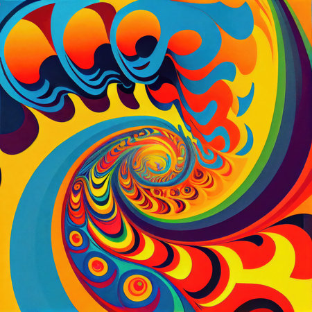 Abstract colorful background. Psychedelic digital art. 3D rendering.の素材