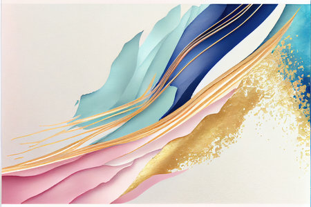Abstract background with golden, blue and pink lines. Vector illustration.の素材