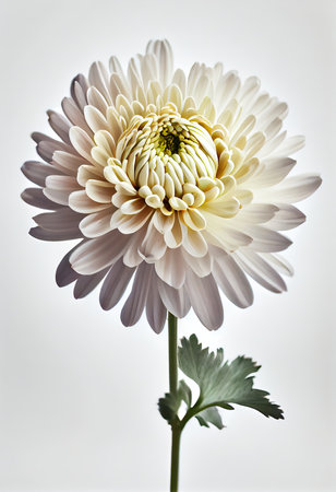 White chrysanthemum flower on a white background close upの素材