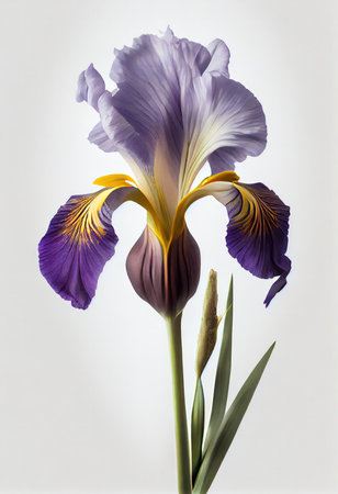 Purple iris flower isolated on white background. Studio shot.の素材