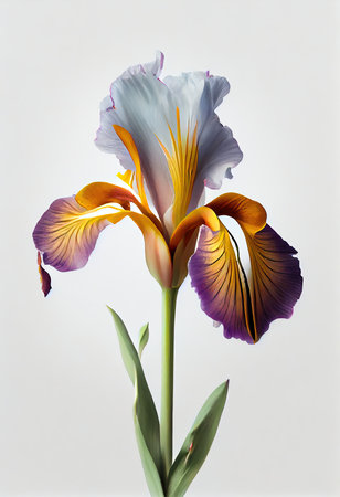 Beautiful iris flower isolated on white background. Studio shot.の素材