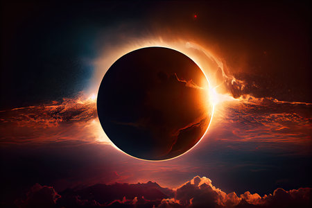 Solar eclipse. Sun and planetの素材