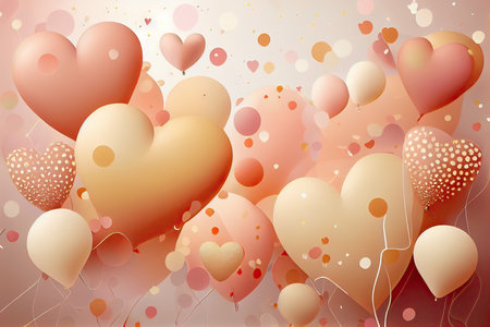 Valentine's day background with hearts and balloons. Vector illustration.の素材