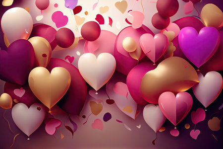 Valentine's day background with hearts balloons. Vector illustration.の素材