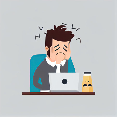 Businessman tired from work. Vector illustration in a flat style.の素材