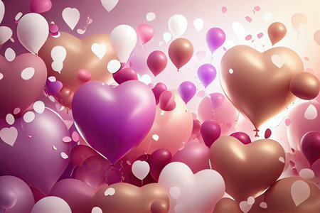 Valentine's day background with balloons and hearts. Vector illustration.の素材
