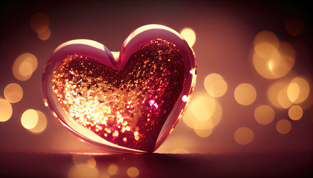 Valentine's day background with heart and bokeh lightsの素材