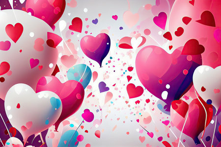 Valentine's day background with hearts and balloons. Vector illustration.の素材
