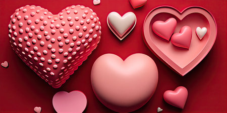 Valentine's day background with hearts. 3D illustration.の素材