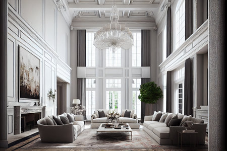Luxury classic living room interior design. 3D render.の素材