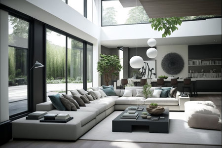 Modern living room interior design. 3d rendering concept of living room.の素材