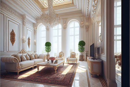 Luxury classic interior of the living room. 3d renderの素材